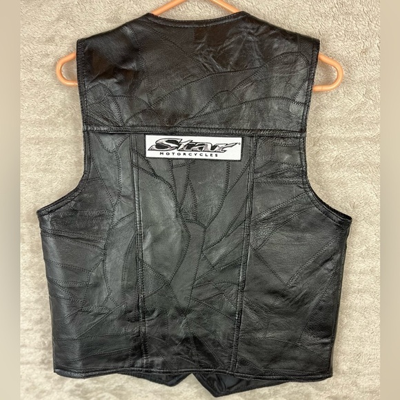 Vintage Biker Leather Vest Navarre Leather Co Patchwork STAR MOTORCYCLES - Picture 13 of 15